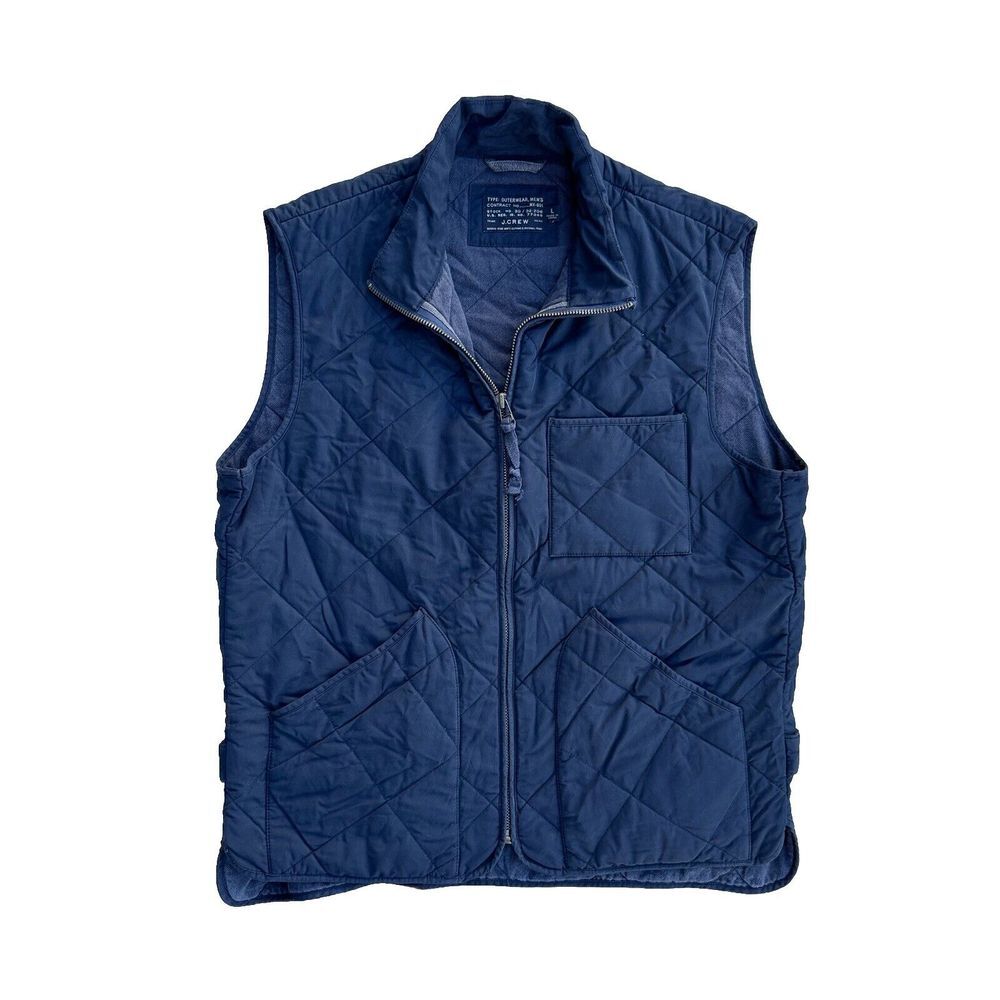 J. CREW Men's Sussex Quilted Vest Outerwear Washed Navy Primaloft Size L